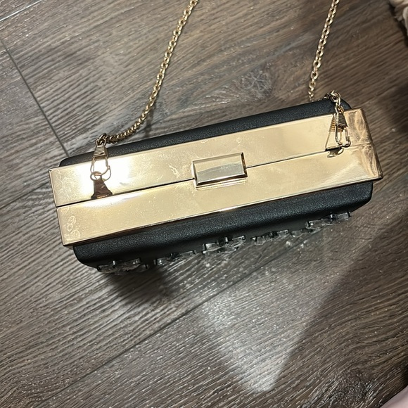 Call It Spring Leather and Gold Clutch with Rhinestones - Picture 2 of 4